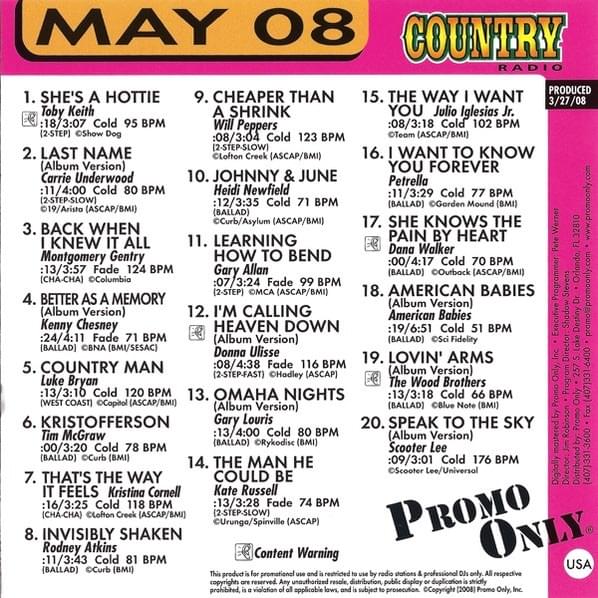 Promo Only Country Radio: May 2008