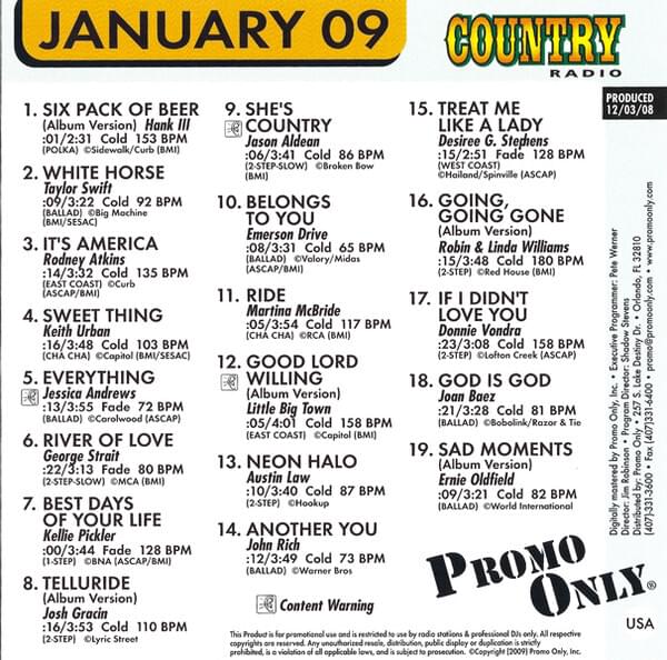  Promo Only Country Radio: January 2009