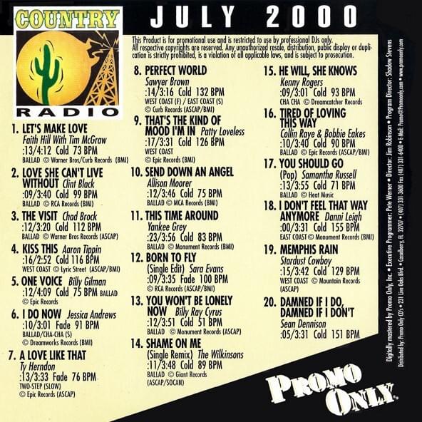 Promo Only Country Radio: July 2000