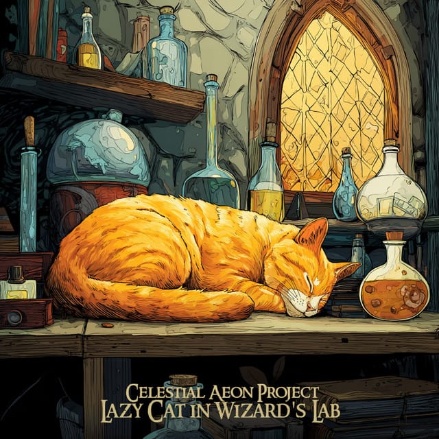 Lazy Cat in Wizard's Lab - Single
