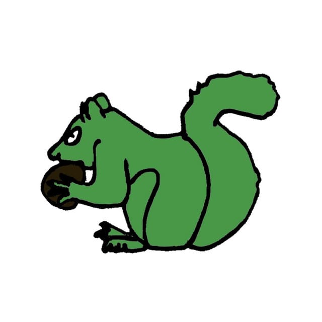 Green Squirrel in Pretty Bad Shape