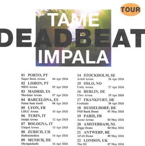 Tame impala deadbeat setlist 2025/2026 in order