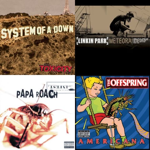 Linkin Park, Limp Bizkit, Offspring, Gorillaz, Nirvana, Red Hot,  Cypress, Green Day, Korn, Eminem