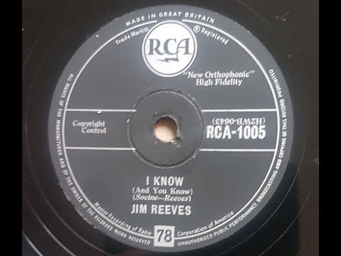 Jim Reeves — Jim Reeves 'I Know (And You Know)' 1957 78 rpm
