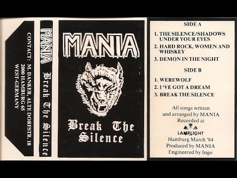 Mania (15) — Mania (Germany) "Break The Silence" demo 1984 4. Werewolf