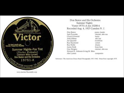 Don Bestor And His Orchestra — Summer Nights - Don Bestor