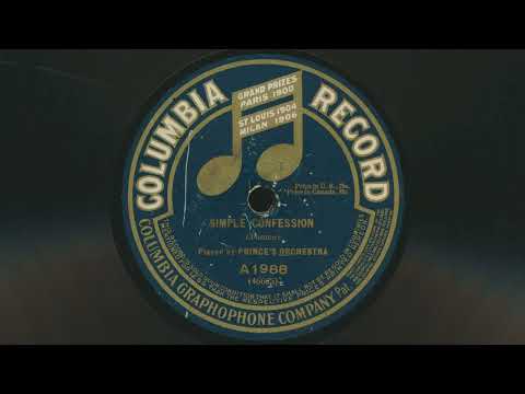 Prince's Orchestra — 1916 PRINCE'S ORCHESTRA Simple Confession FRANCIS THOME- 78 RPM Record