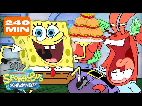SpongeBob SquarePants — SpongeBob | 4 STUNDEN in der Krossen Krabbe 🍔 | SpongeBob Schwammkopf