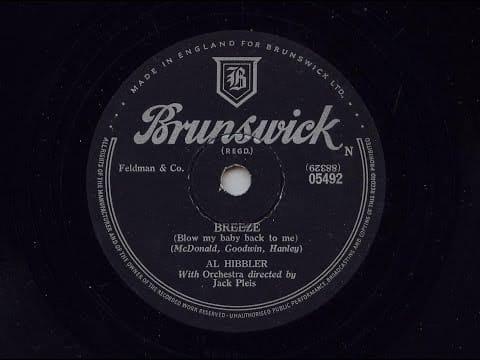 Al Hibbler — Al Hibbler 'Breeze (Blow My Baby Back To Me)' 1955 78 rpm