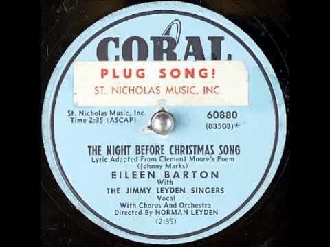 Eileen Barton — The Night Before Christmas Song ~ Eileen Barton with The Jimmy Leyden Singers (1952)