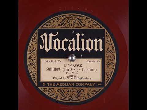 The Bar Harbor Society Orchestra — Somehow (I'm Always to Blame) - The Ambassadors