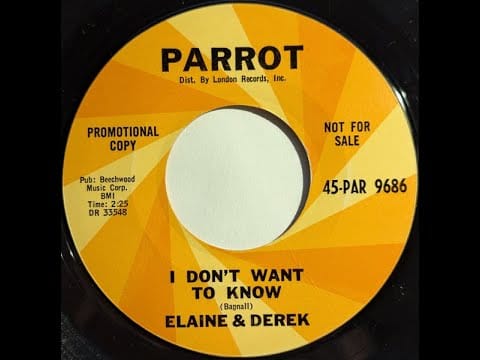 Elaine And Derek — Elaine & Derek – I Don't Want To Know 1964