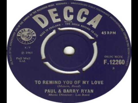 Paul & Barry Ryan — Paul And Barry Ryan   To Remind You Of My Love B Side 1965