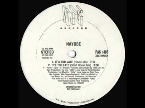 Nayobe — Nayobe - It's Too Late (12" House Mix)