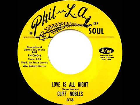 Cliff Nobles — 1968 Cliff Nobles - Love Is All Right (“The Horse”) (mono 45)