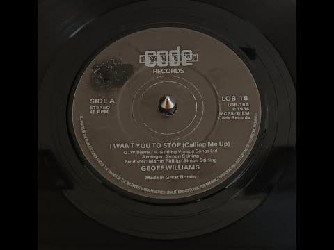 Geoffrey Williams — Geoff Williams - I Want You To Stop (Calling Me Up) 1984 HQ
