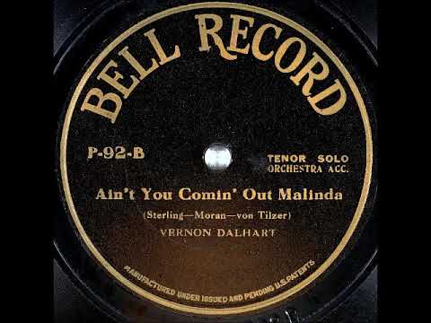 Vernon Dalhart — Ain't You Coming Out, Malinda ~ Vernon Dalhart with Orchestra Acc. (1921) (Bell)