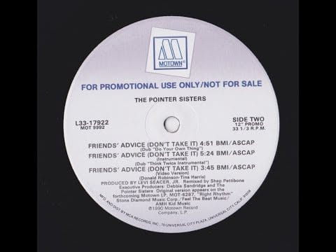 Pointer Sisters — The Pointer Sisters - Friends' Advice (Don't Take It) [Promo 12" Instrumental]