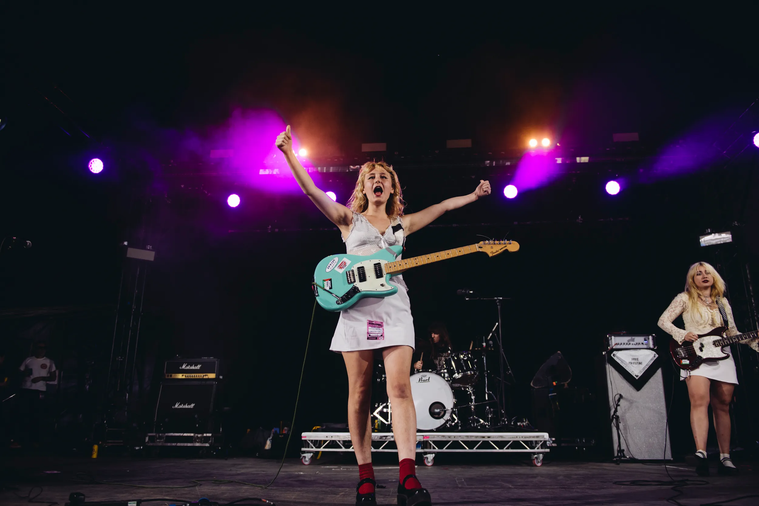 "The country is absolutely fucked": Lambrini Girls amplify the chaos at Reading 2024