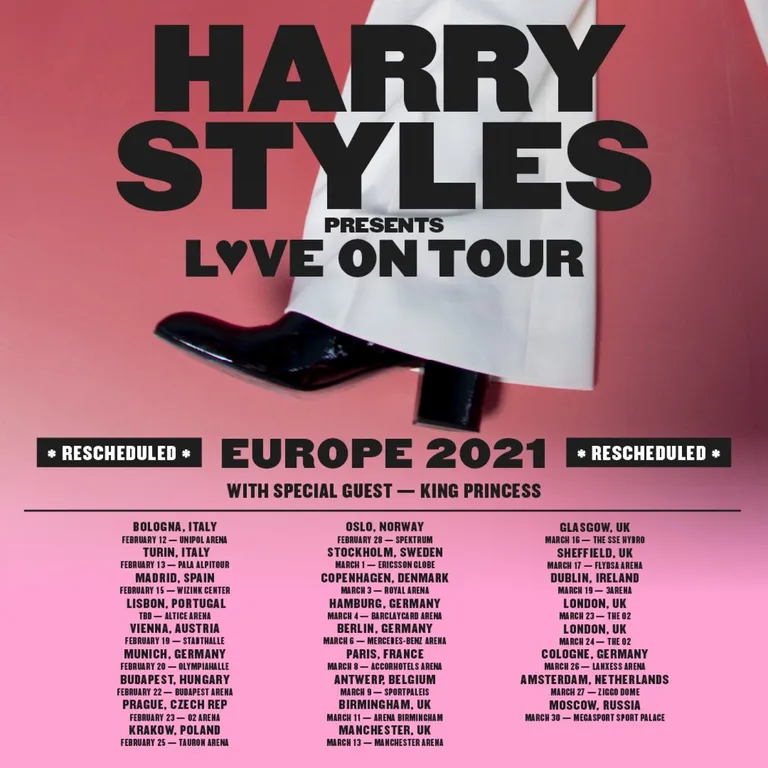 Harry Styles has rescheduled his UK and European tour to 2021