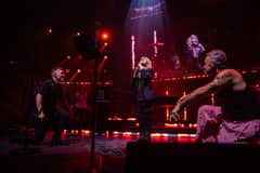 Lulu reunited with Gary Barlow and Robbie Williams for 'Relight My Fire' at the Royal Albert Hall