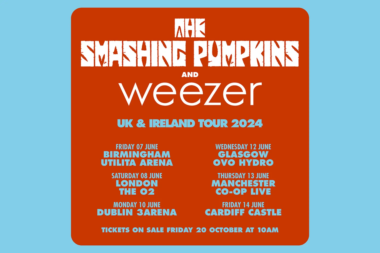 The Smashing Pumpkins and Weezer are teaming up for a UK and Ireland tour